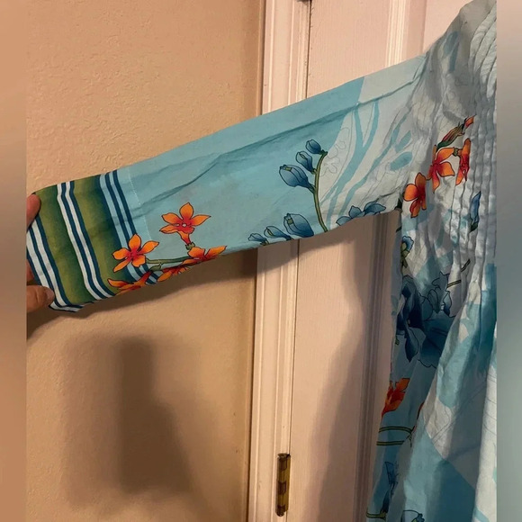 Soft Surroundings Colorful Floral Print Tunic Top Size Small 100% Cotton Coverup - Picture 4 of 6